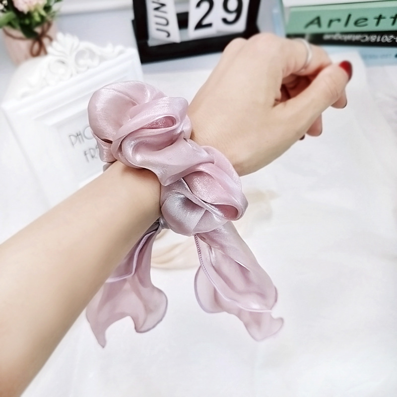 Pure Color Satin Fabric Streamer Hair Ring Hair Accessory Plate Hair Large Intestine Hair Rope display picture 1