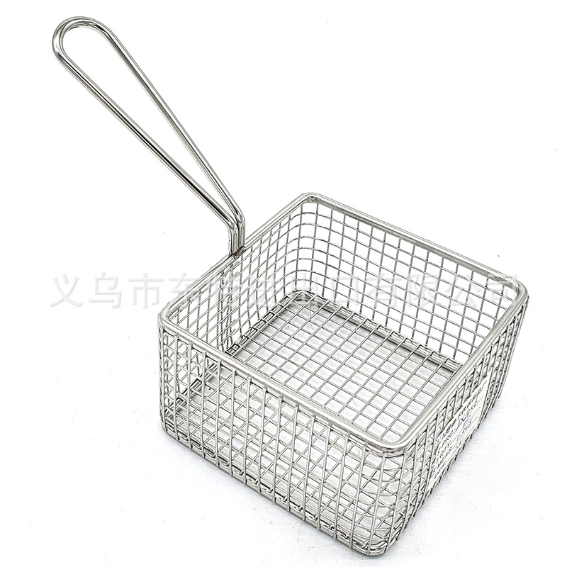 Factory direct sales of stainless steel frying baskets and sieves, French fries frying baskets, deep-frying baskets, filters and sieves, snack and pastry baskets and frames detail image 10