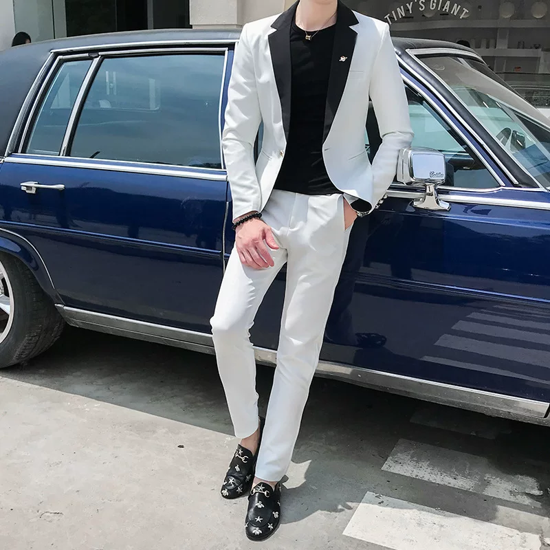 Костюм, пиджак, набор, с длинным рукавом, slim fit, корейский стиль