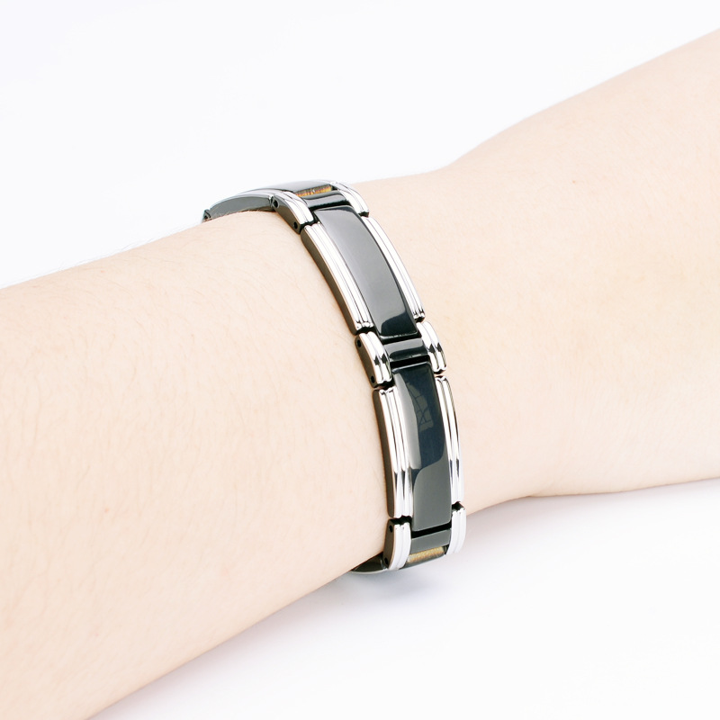 304 Stainless Steel Chain Material 1 Piece Quantity Holiday Occasion Simple Style Color Block Titanium Steel Enamel Men's Bangle Men's Chain Bracelets