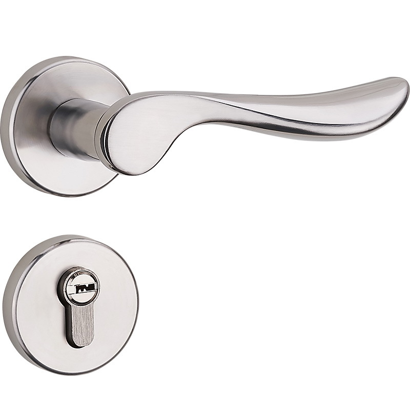 Cerradura de puerta de acero inoxidable interior dormitorio de tres piezas conjunto manija de puerta de baño simple cerradura de puerta de madera maciza europea
