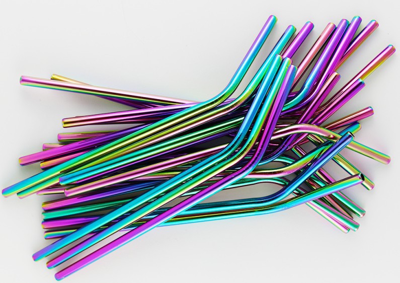 过FDA彩色不锈钢吸管 七彩 金色 玫瑰金大量现货 任意组合套装