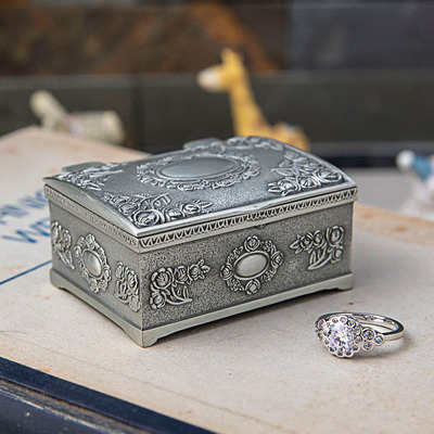 鋅合金歐式創意複古戒子收納盒玫瑰花方形小號禮品盒批發