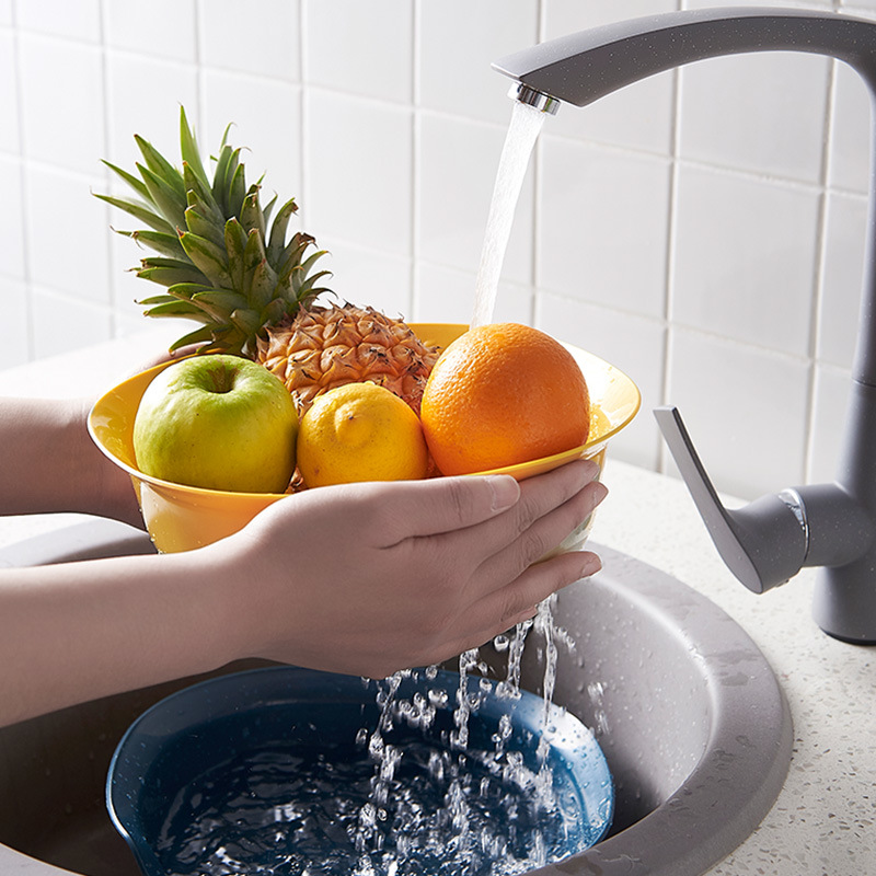 square double-deck Fruits and vegetables Leach basket kitchen household Plastic Vegetable Basket Large Thickened paragraph Shui Fruit and vegetable basket