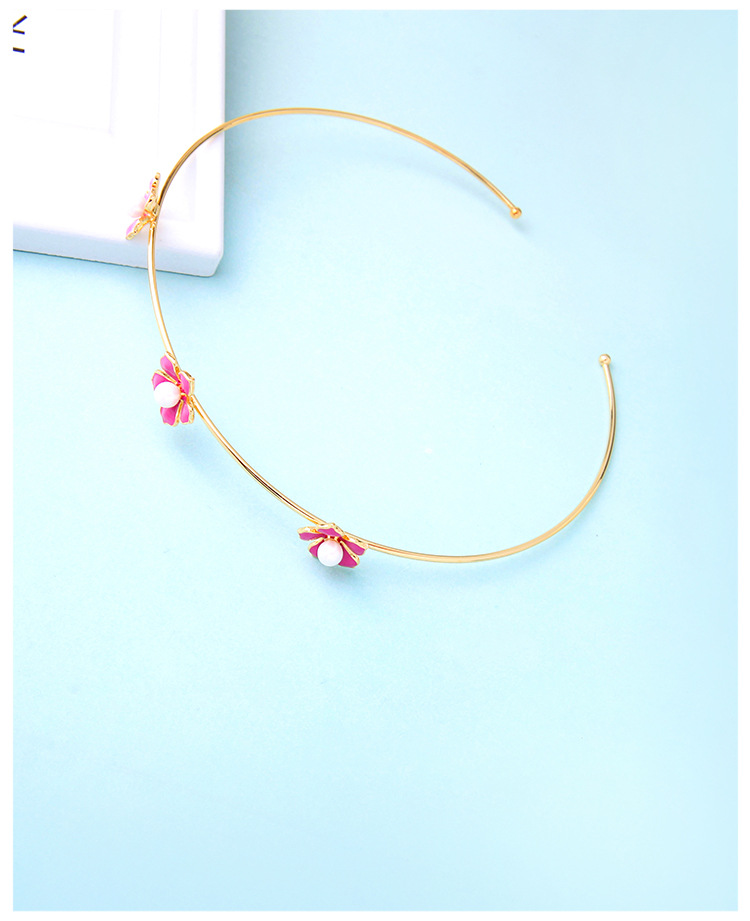 Enamel Drop Oil Cute Flower Pearl Collar Women Opening Adjustable Necklace Wholesales Fashion display picture 7
