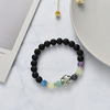 Organic jewelry, elastic beaded bracelet for yoga