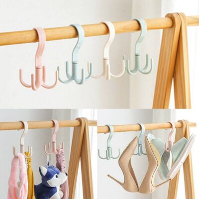 创意北欧风四爪挂钩多功能360度可旋转干湿两用杂物晾晒挂钩批发