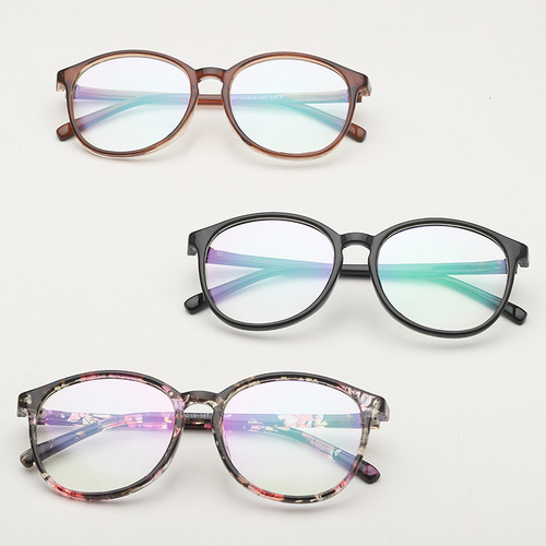 2022新款平光镜塑料圆形复古文艺学院近视眼镜架包花纹8007眼镜框