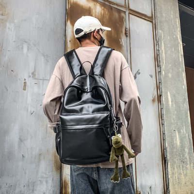 Chaopai schoolbag Male Students Korean Edition fashion Trend Backpack Pendant knapsack Retro Campus Simplicity Versatile