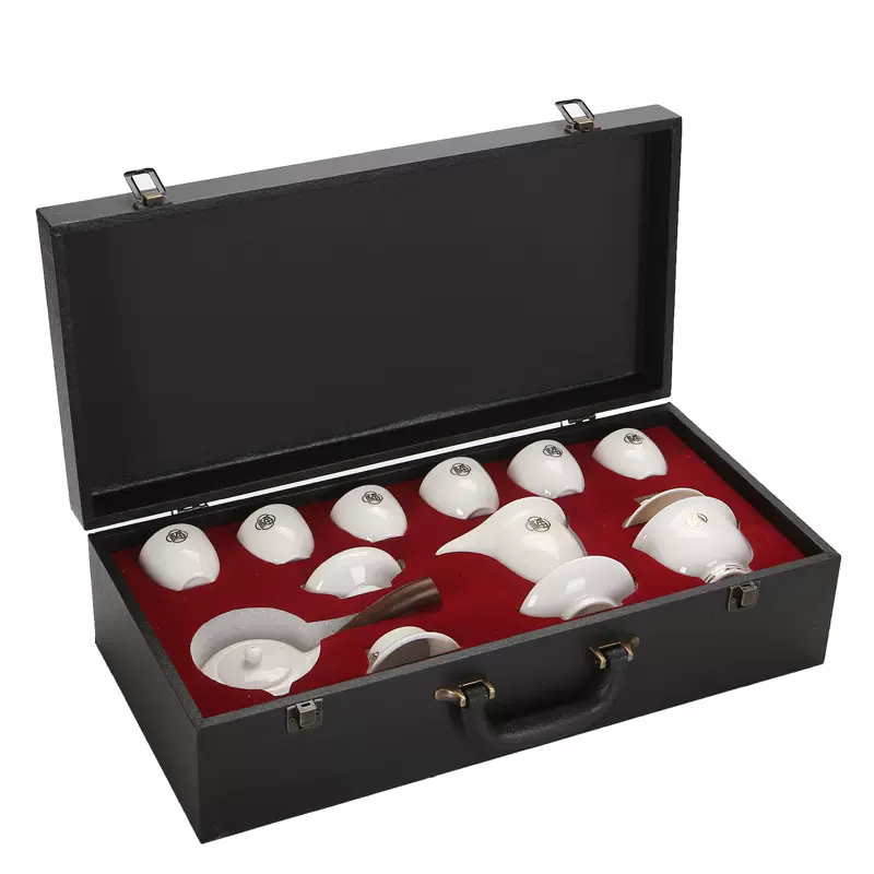 新年礼品羊脂玉瓷功夫茶具套装德化白瓷盖碗泡茶壶茶杯整套礼盒装