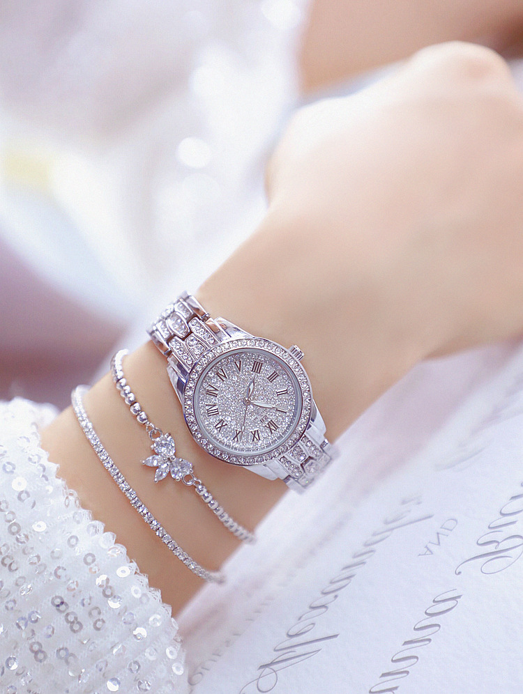 Silver Full Diamond Women's Watch