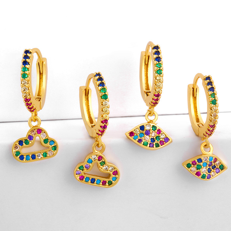 Inlaid Color Diamond Earrings Earrings Women Cloud Earrings display picture 2