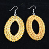 Earrings, straw decorations, round square accessory with accessories, suitable for import, new collection