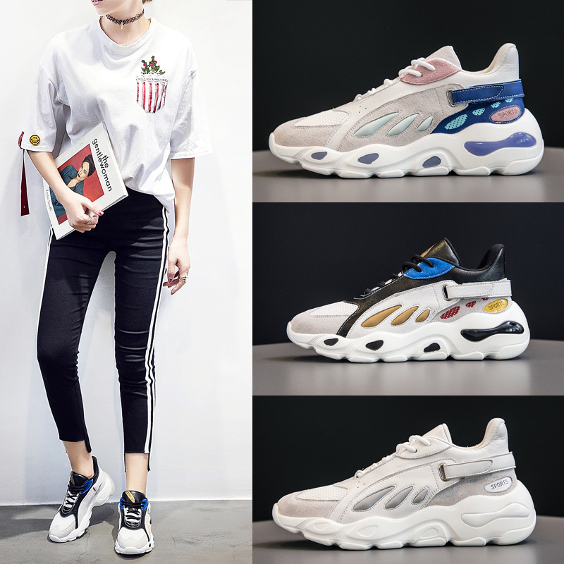 Spring genuine leather Diddy Korean Edition Harajuku Versatile butterfly new pattern gym shoes leisure time leisure time Women's Shoes