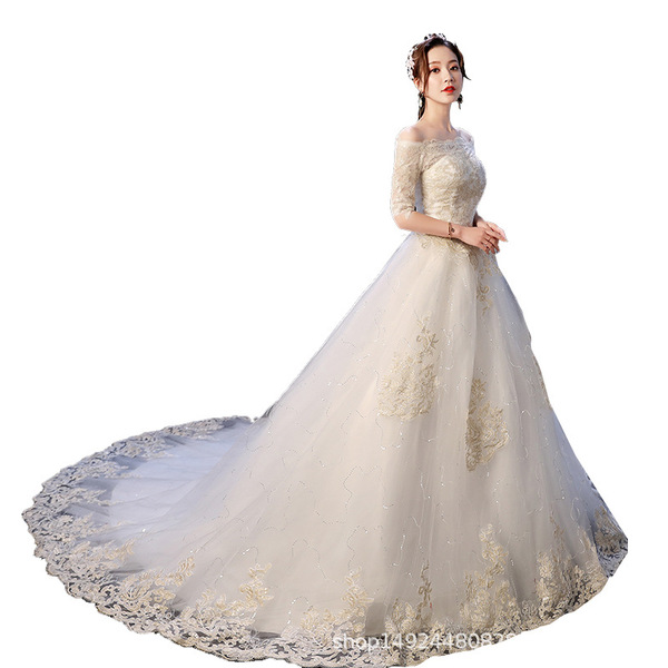 Suzhou wedding dress tail manufacturer slimming large size Huqiu…