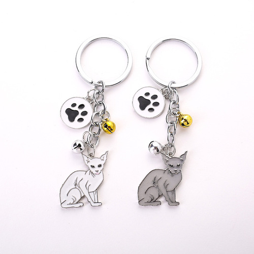 New Cross-border Multi-color Cat Keychain Metal Pet Keychain Creative Home Gift Cat Keyring 