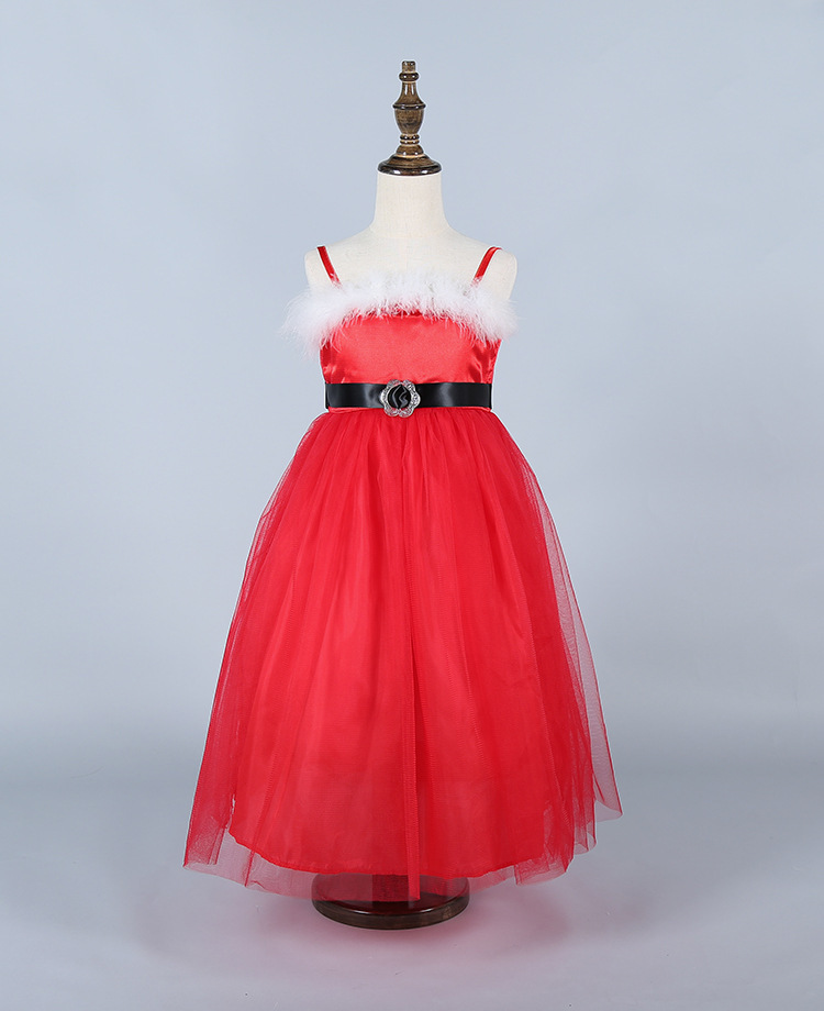 Christmas Princess Color Block Patchwork Cotton Blend Polyester Girls Dresses display picture 4