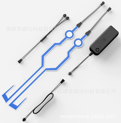 Cross-border source el cold light sheet luminous helmet strip helmet luminous Strip motorcycle night safety light strip (Cold light sheet) - blue