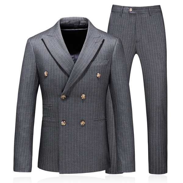 Three piece autumn STRIPE Double Breasted suit