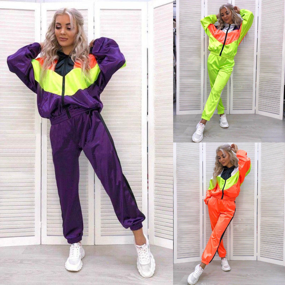 stitching sports splicing jacket two-piece set Nihaostyles wholesale clothing vendor NSMUZ72406