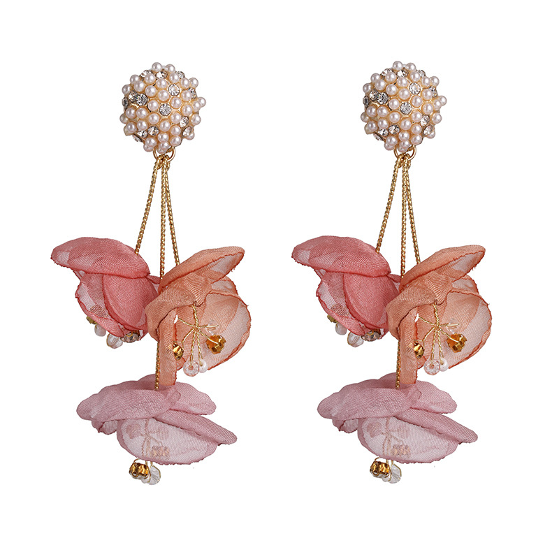 Chiffon Crystal Earrings Vacation Temperament Beach Lady Fashion Earrings display picture 4