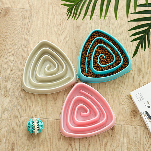 Aspet Zhipeng Triangular Pet Plastic Anti-Choking Bowl Anti-Slip Slow Feeding Bowl Dog Food Bowl Drinking Food Tray