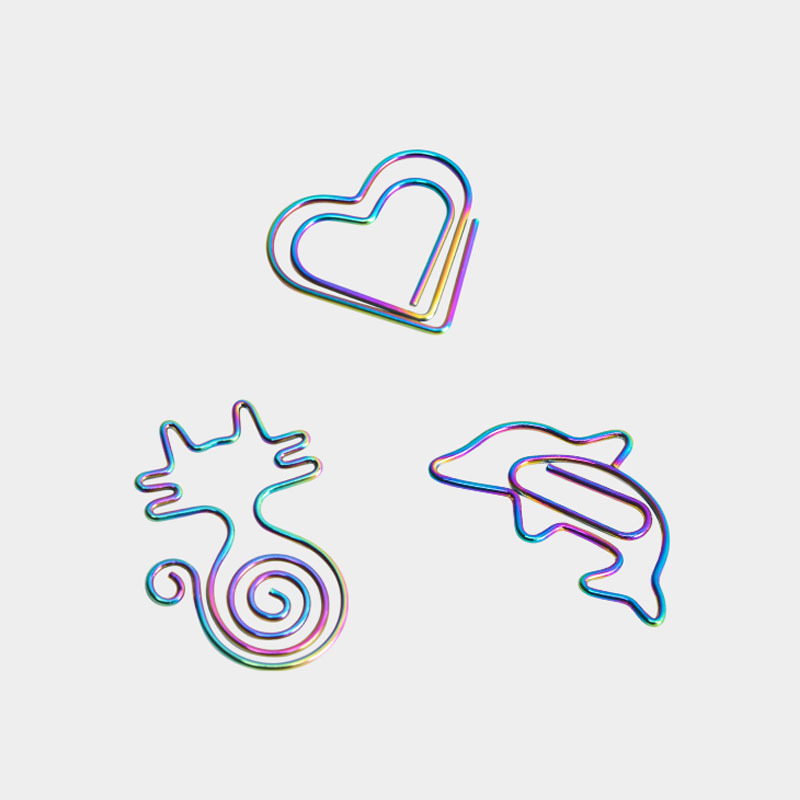 異形創意彩色回形針愛心金屬動物曲別針炫彩貓咪別針散裝批發定制