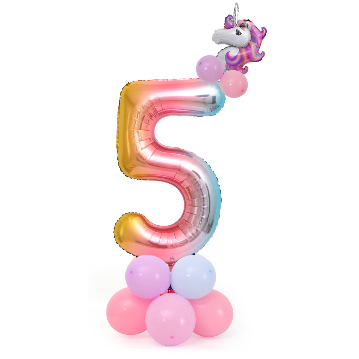 Unicorn Gradient Birth-Year 0 - 9 Foil Balloons - 101 cm