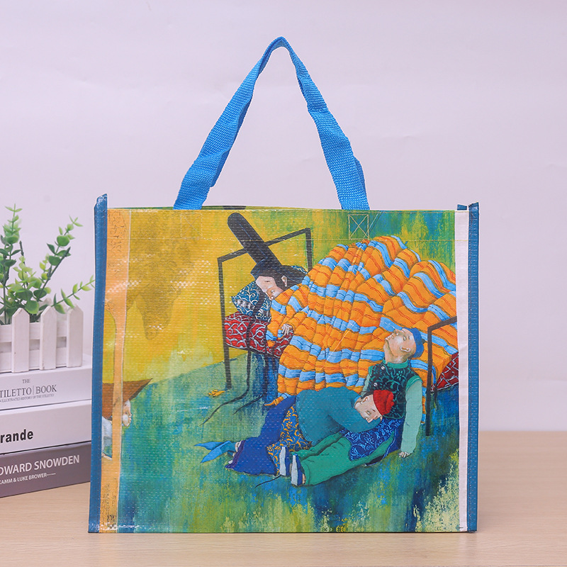 厂家制作覆膜编织袋创意超市手提购物袋大容量服装日用品礼品袋