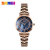 Fashionable sophisticated watch for beloved, golden quartz steel belt, pink gold