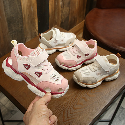 2019夏季新款儿童运动凉鞋韩版ins超火男童透气网面鞋女童半凉鞋