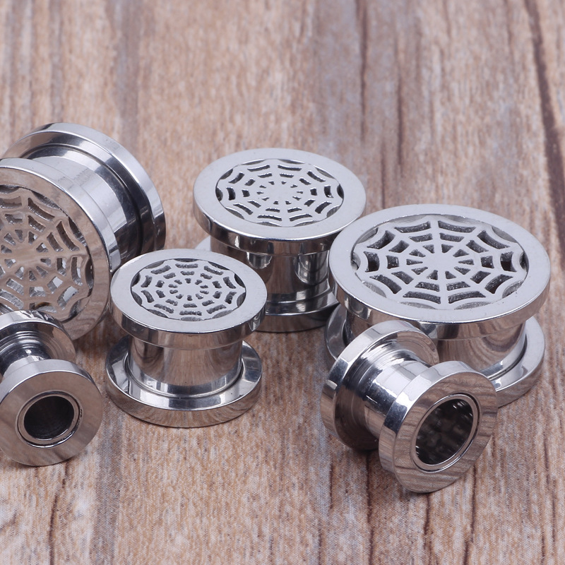 Stainless Steel Spider Mesh Ear Expander - 16mm Geometric Ear Plug for Stretched Earlobes detail image 7