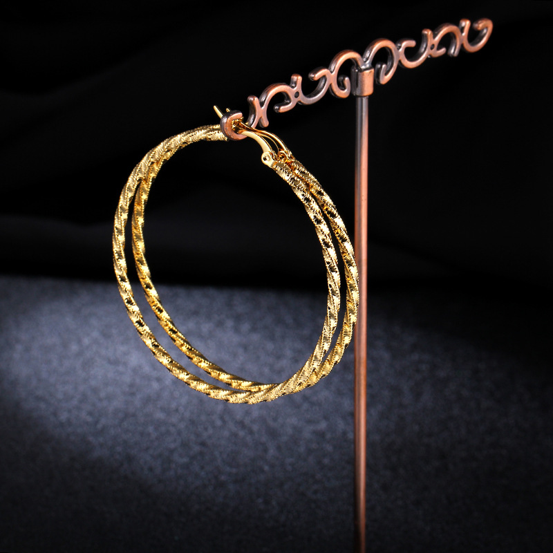 Titanium&Stainless Steel Fashion Geometric earring(Gold 5.5cm)Fine Jewelry NHIM1689-Gold-5.5cm