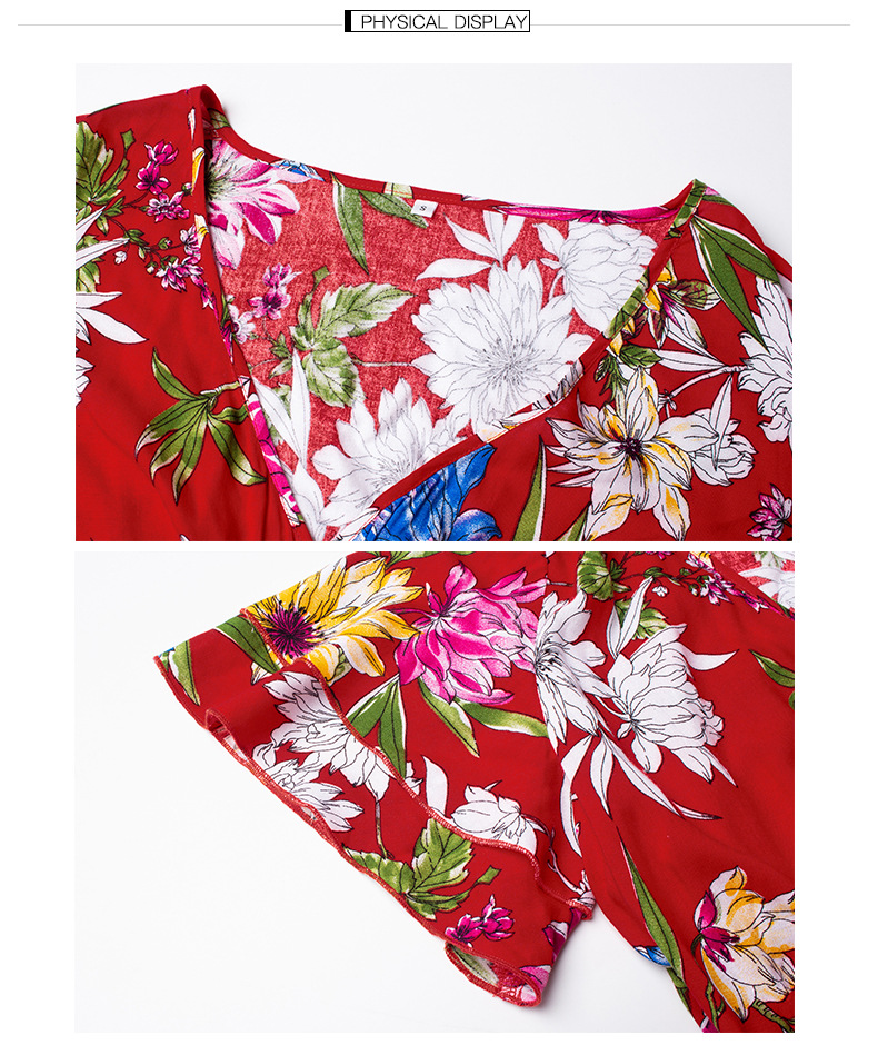 women s spring summer bohemian print tie dress NSKA1042