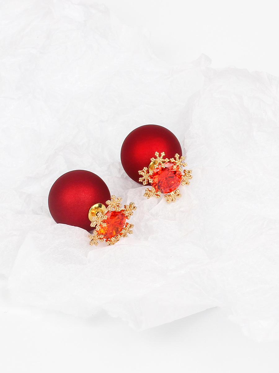 8g Weight No Inlaid Inlay Material Earrings Classification Birthday Occasion Women'S Gender Ethnic Style Style Red Color Korean Fashion New Double-sided Simple Earrings 5