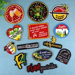 Jianxing Embroidered Cute Animal Clothing Accessory Fabric Patch Decorative Badges Long Strip English Letter Embroidered Fabric Badges