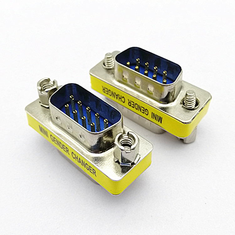 厂家直供9针双排串口公转公 转换头VGA九针头DB9延长器RS232直通