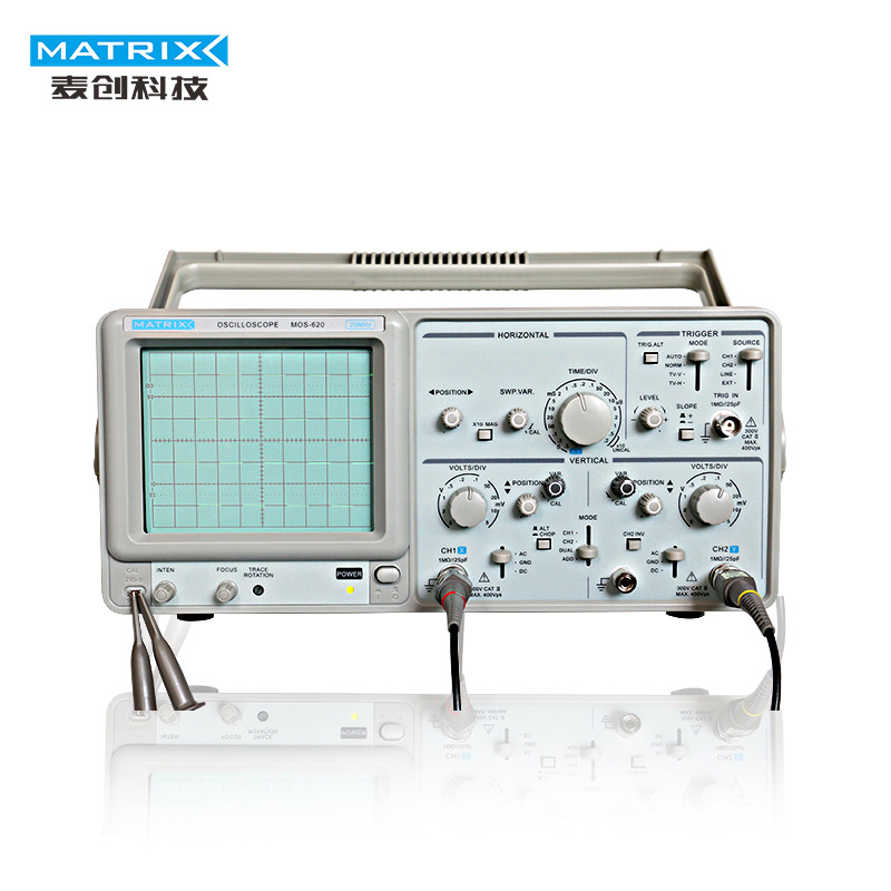 麦创MATRIX 20MHz双踪模拟示波器MOS-620，可替代固纬GOS-620