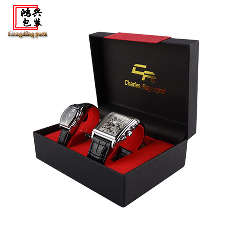 复古时尚手表盒定制 情侣翻盖特种纸手表饰品包装盒 首饰包装盒