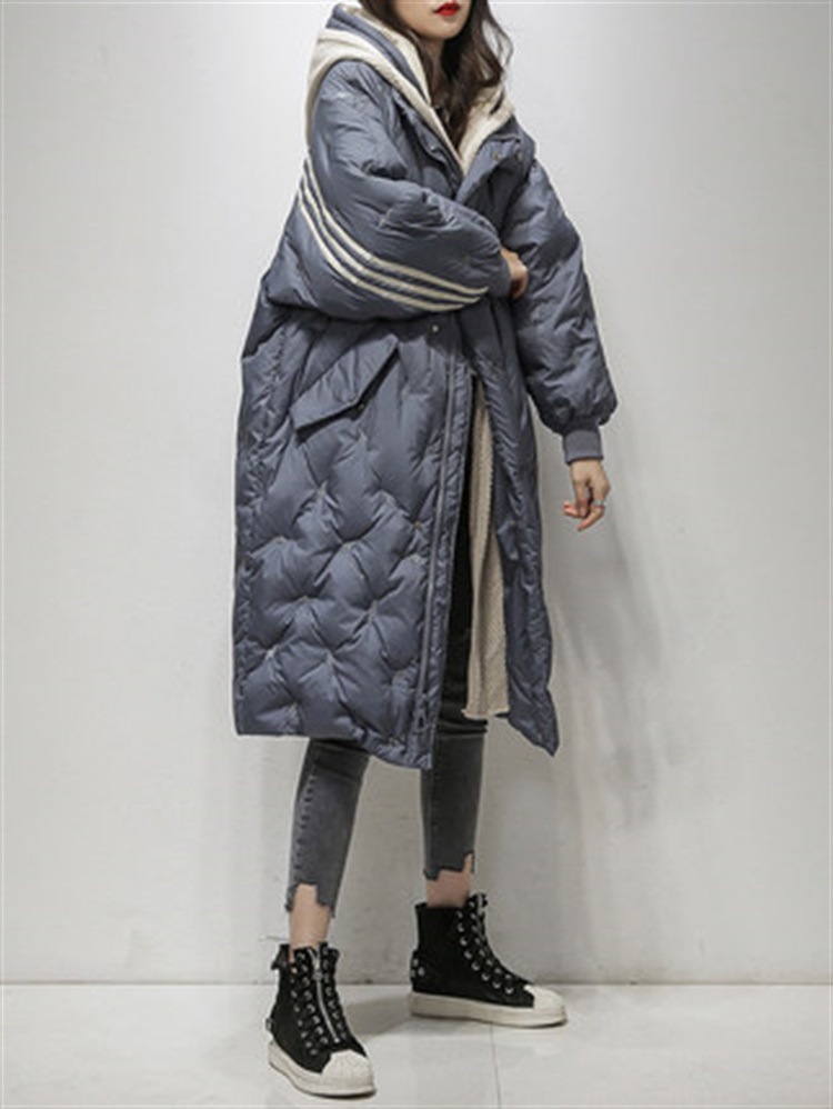 black Hooded Overknee Mid length version Down Jackets 2019 Winter clothes new pattern Korean Edition White duck down fashion thickening coat
