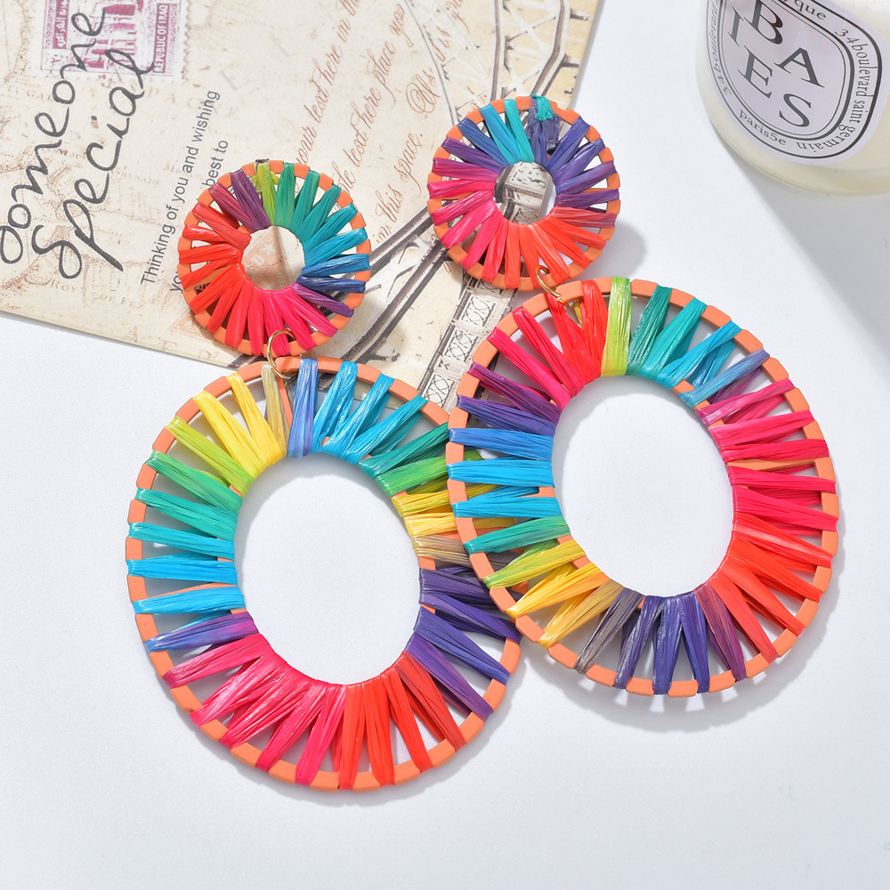Fashion Style New Fashion Spray Paint Colorful Raffia Earrings