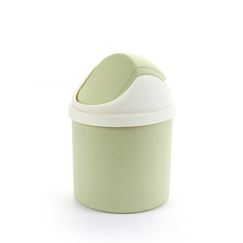Creative swing-lid mini trash can desktop with lid plastic paper basket home office small storage bucket Yiwu
