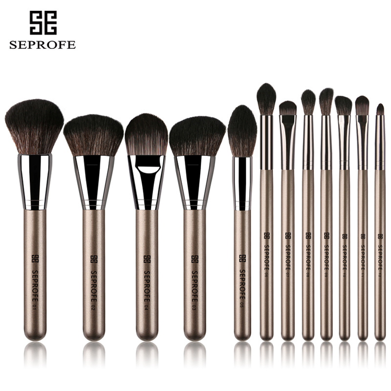Shi Po Fei 12 Makeup Brushes Beginner Wooden Handle Makeup Brush Set Beauty Tools Makeup Brush Set Microcrystalline Silk