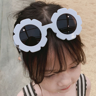New sunflower children's sunglasses cute baby comfortable colorful sunglasses round frame flower petal glasses
