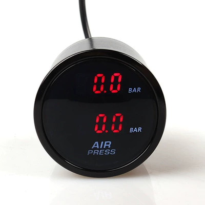 Hot 2-inch, two digital display BAR car air pressure gauge pneumatic shock absorber pressure gauge car air tank air pressure (automobile instrument) - red