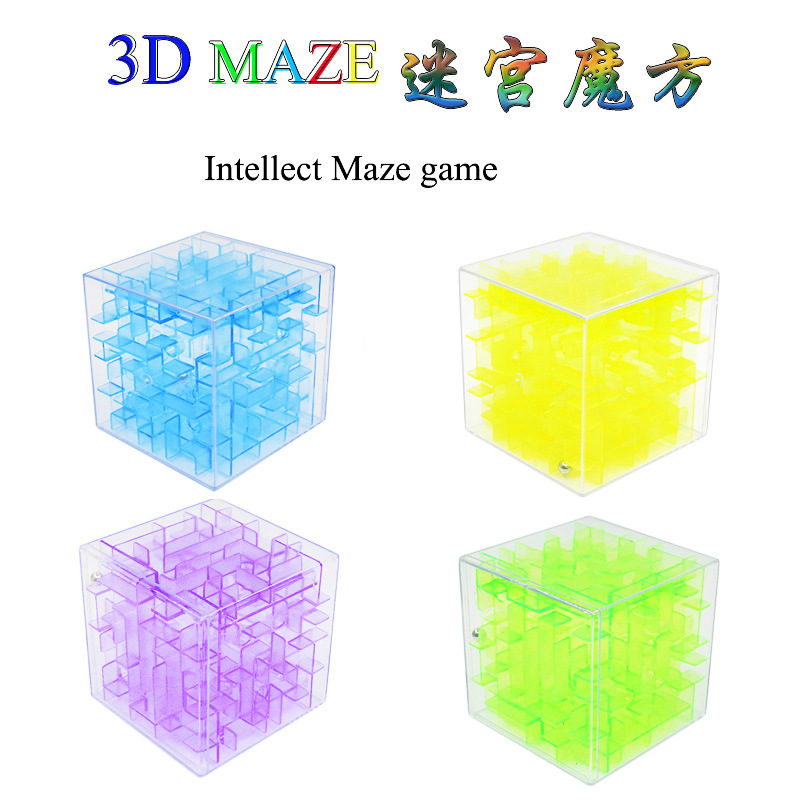 Juego de entrada de bola de equilibrio de mano de inteligencia para niños 3D juguete de cubo de laberinto de inteligencia transparente tridimensional