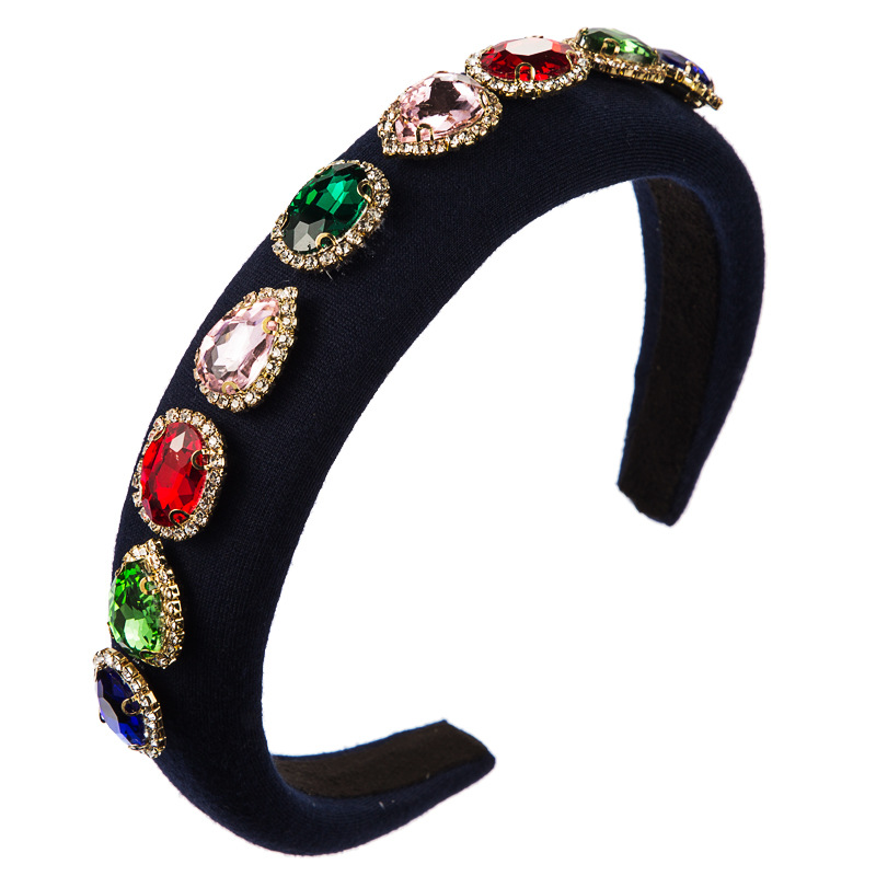 Fashion Sponge Hair Hoop Female Diamond Multicolor Color Catwalk Fabric Hair Accessories display picture 9