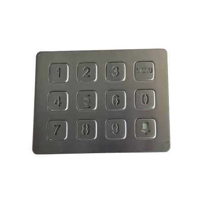 厂家供应 发光金属键盘 印花拉丝不锈钢LED数字键盘12个按键定制|ru