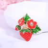 Strawberry, brooch, enamel, metal fruit cartoon golden water, crystal for breast enhancement, European style