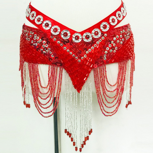 New belly dance waist chain performance belt practice clothing girdle Indian dance extended and widened hip scarf